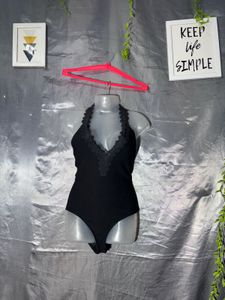 Black Halter neck lace  Bodysuit