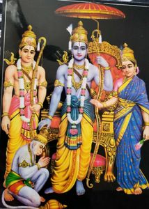 Ram Durbar laminated photo and Ganesha wall hangin