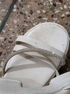 White Sparkly Flat Sandals
