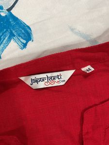 Red Jaipuri Cotton Gown