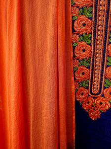 Blue Kurti Length 40 . orange Colour Churidaar Pyjama And  Cheffon Duppatta Colour