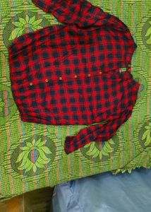 Red &amp; Blue Plaid Long Sleeve Top