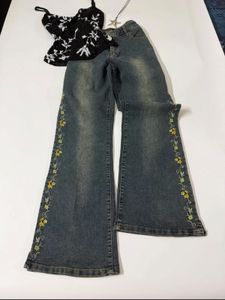 Y2k Sparkly Cami &amp; Embroidered Flare Jeans