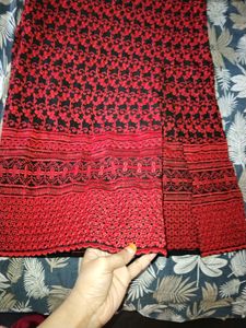 Black &amp; Red Embroidered Full Kurta❤️