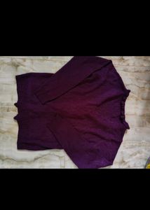 Purple Ruffle Knit Cardigan
