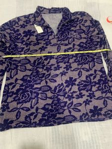 Imported Brand New Purple Floral Quarter Zip Top