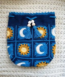 Boho Crochet Sun & Moon Backpack