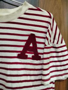 Striped A-Logo Casual Top