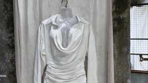 I. Elegant White Satin Cowl Neck Dress