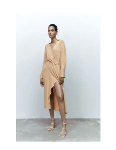 Zara Beige Satin Dress