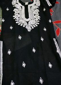 Black Chickenkari Georgette Kurti 🖤
