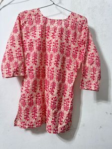 Pink Floral Print Kurta