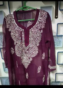 purple mirror work sharara set