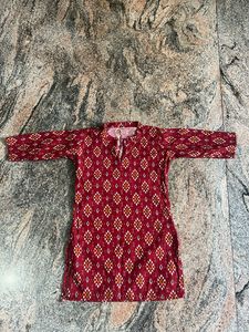 Maroon Printed Kurta