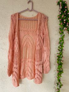 Peach Open Knit Cardigan