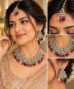 Stunning Multicolored Kundan Necklace Se