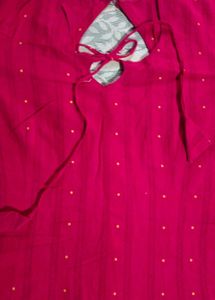 Vibrant Pink Kurta with Polka Dots