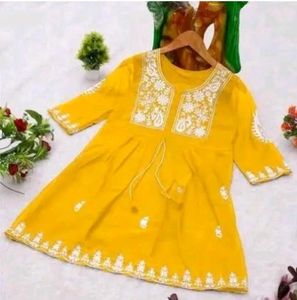 Vibrant Yellow Embroidered Kurta