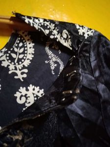 Stylish Black Printed Kurta Set with Dupatta