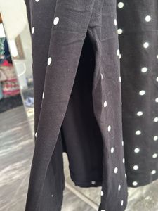 Black Polka Dot slit  skirt
