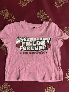 Pink Beatles "Strawberry Fields" Graphic Tee