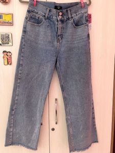 Trendy Cropped Wide Leg Jeans