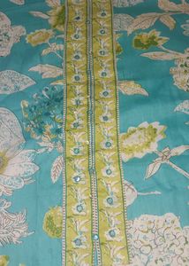 unstitched Aqua floral kurta set with dupatta