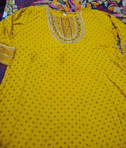 Embellished Yellow Kurta Set