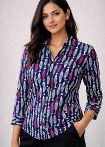 Funky Fish Print Button-Up Shirt