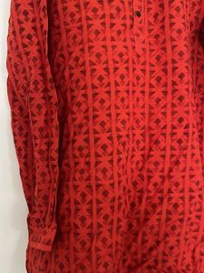 Men's Red Geometric Print Kurta