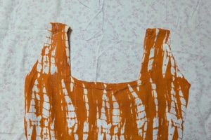 Orange Tie-Dye Sleeveless short Kurta