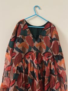 Leaf Print Maxi Dress