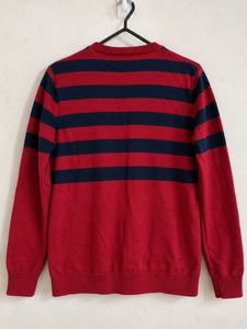 Roadster  Maroon And Navy Blue Striped Pullover