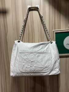 Diesel D Logo White Chain Shoulder Satchel Bag