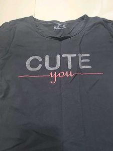 Black 'Cute You' Graphic Tee