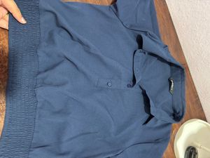 Blue Smocked Detail Collared Top