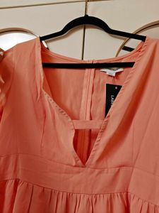 Peach V-Neck Mini Dress