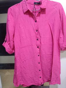 Chic Pink Embroidered Button-Down Shirt