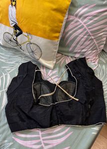 Elegant Black Blouse with Gold Trim