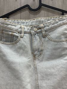 Light Wash Denim Micro-Mini Skirt