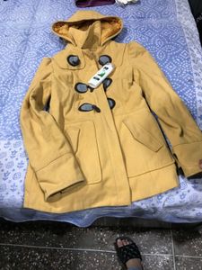 Stylish Yellow Hooded Coat dress facewash free