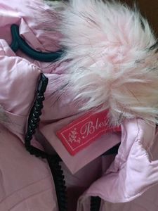 Pink Puffer Jacket with Fur Hood