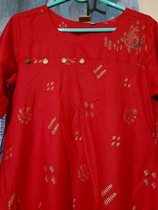 Beautiful Branded Red Asynchronous Kurta