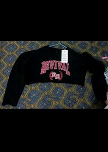 Black Cropped "Revival" Sweatshirt