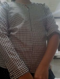 Checked Long Sleeve Top