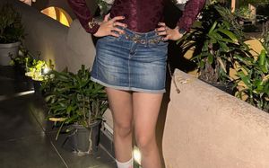 Denim Mini Skirt with Belt