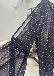Sheer Polka Dot Bell Sleeve Top