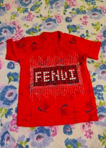 Red Fendi Inspired Toddler Tee