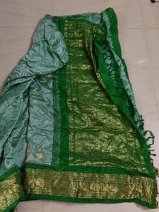 Elegant Green Saree with Gold Border