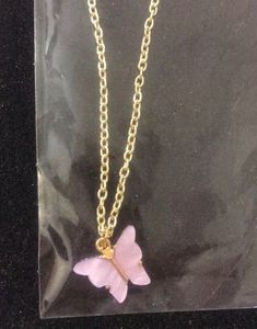 Purple Butterfly Pendant Chain In Gold